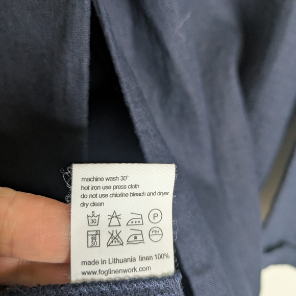 FLW Fog Linen Work Blue Longline Linen Jacket Size S/M - Picture 3 of 4